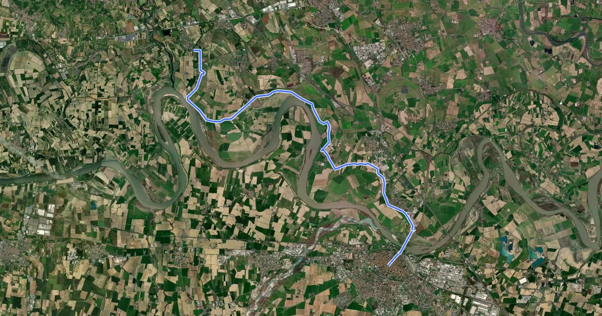 Маршрут Via Francigena - Variante San Rocco al Porto на спутниковом снимке