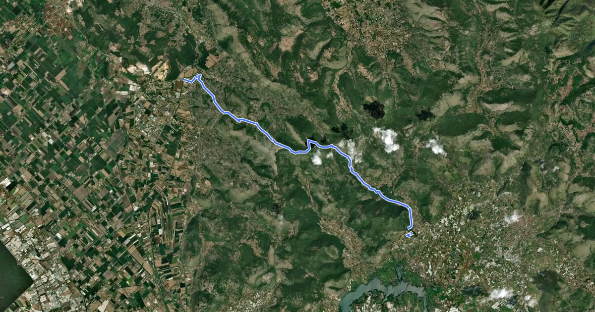 Маршрут Via Francigena - Variante Sonnino на спутниковом снимке