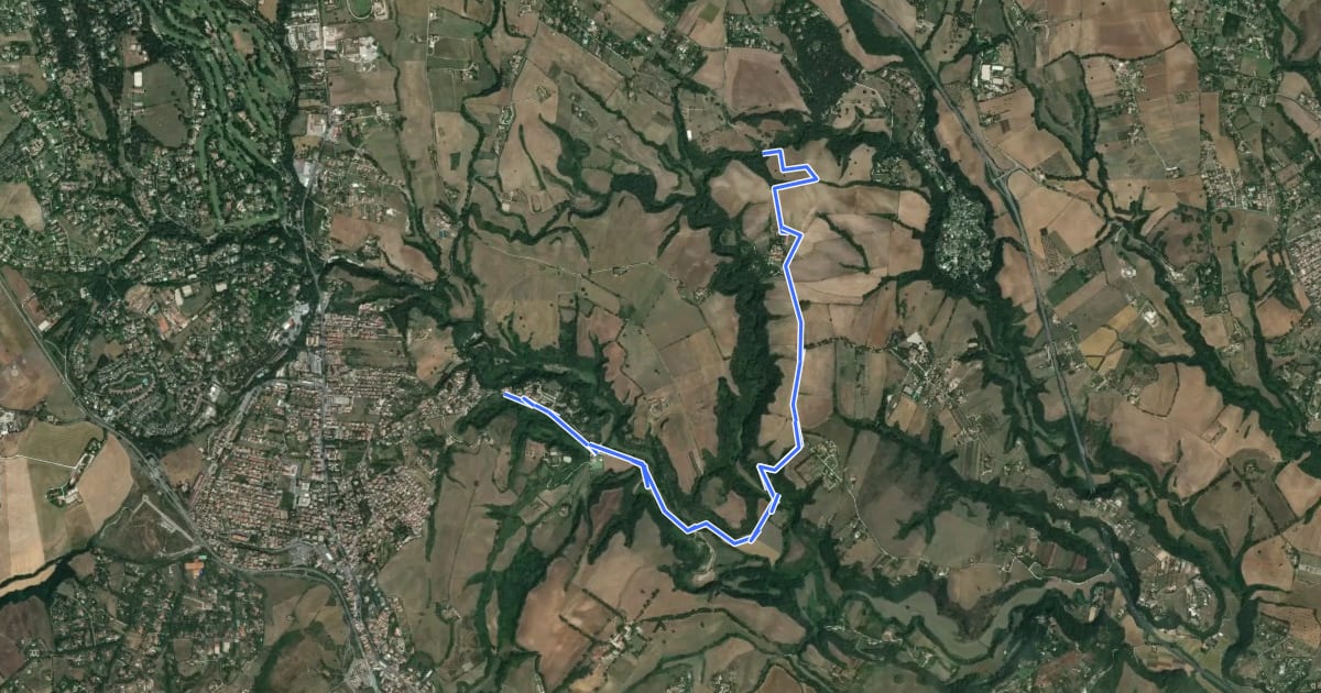 Маршрут Via Francigena - Variante torrente Valchetta на спутниковом снимке