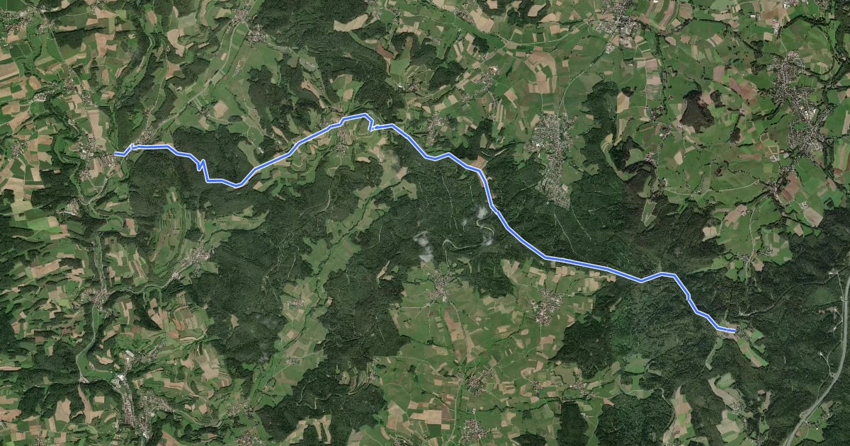 Маршрут Via Imperialis Plankenfels - Muthmannsreuth на спутниковом снимке