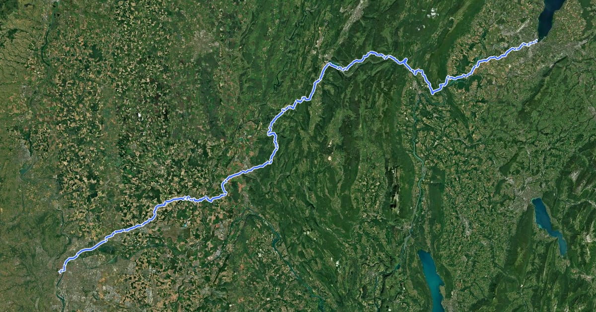 Маршрут Via Lugdunum, Geneva to Lyon на спутниковом снимке