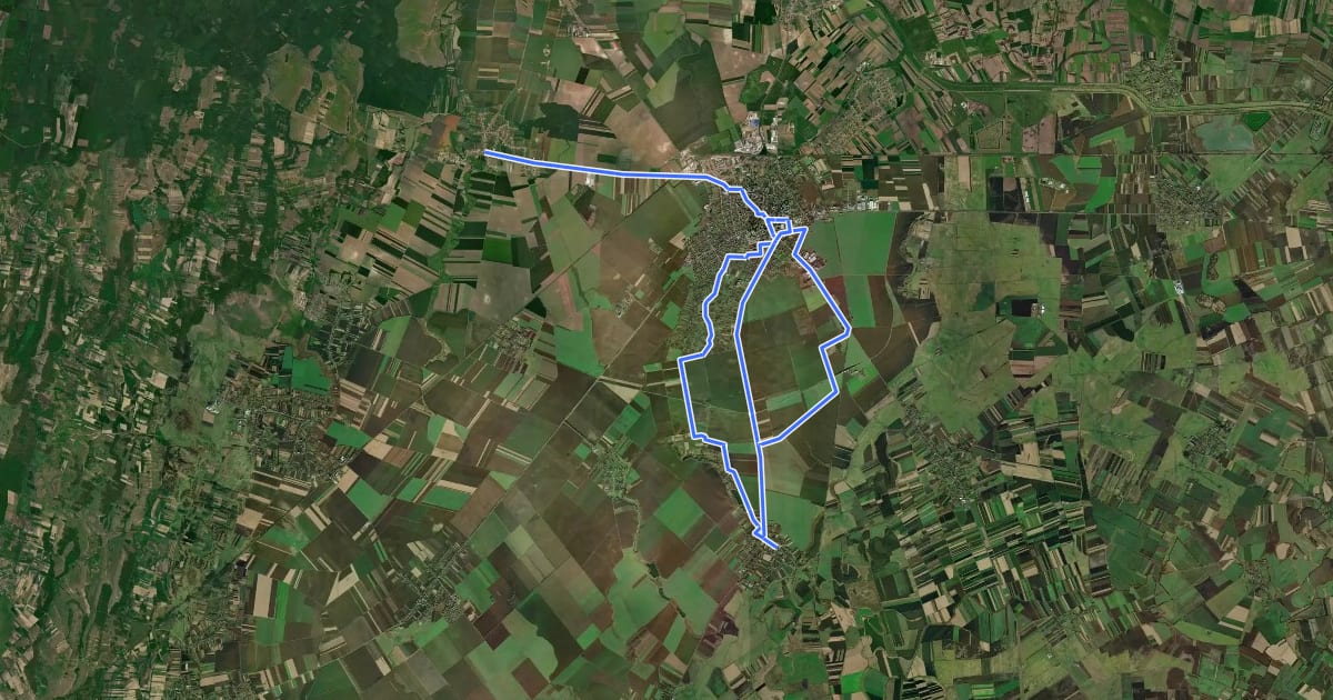 Маршрут Via Mariae, M01-39 (Foieni - Tiream) на спутниковом снимке