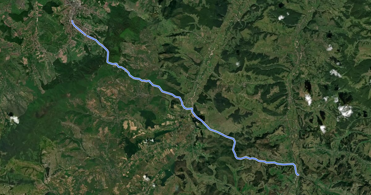 Маршрут Via Mariae M01-44 (Zalău - Hida) на спутниковом снимке