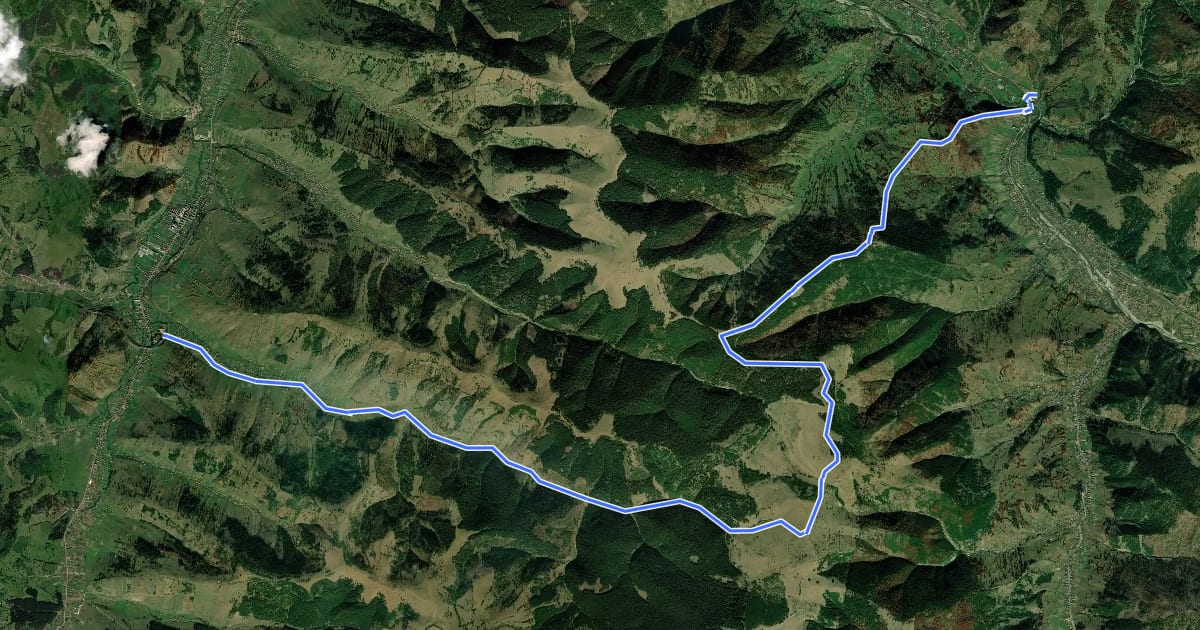 Маршрут Via Mariae M05-53 Lunca de Sus - Valea Ugra - Ghimes на спутниковом снимке