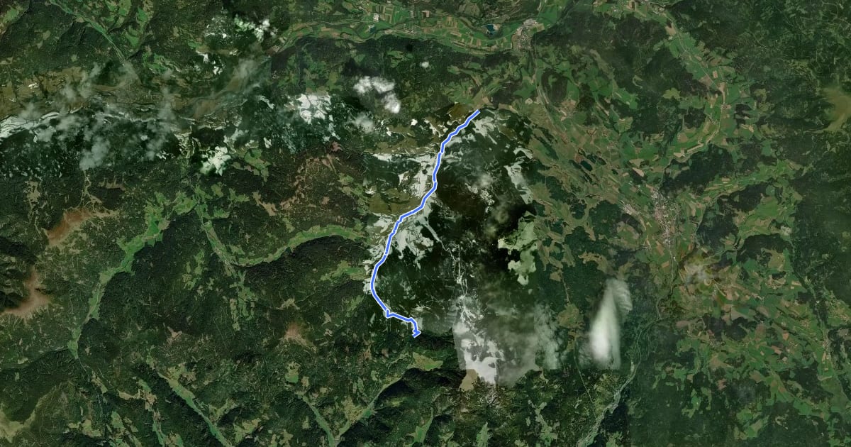 Маршрут Via Natura Radweg на спутниковом снимке