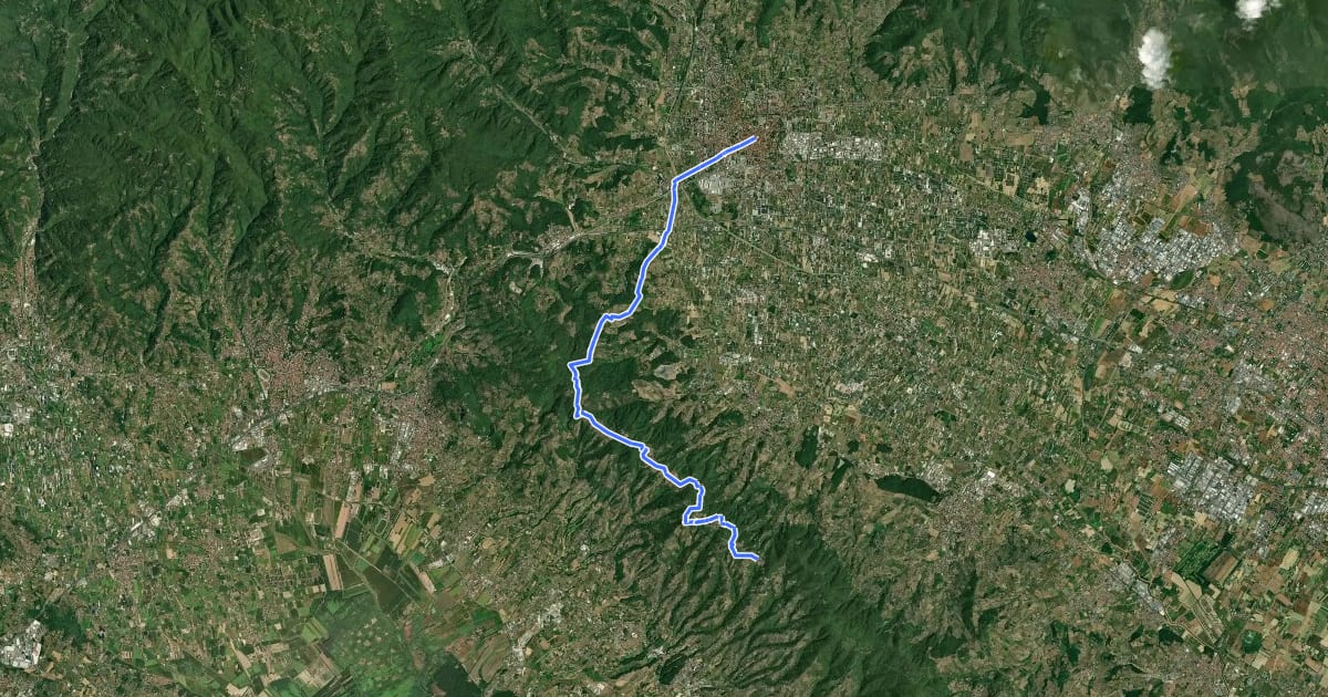 Маршрут Via Romea Nonantolana e Via della Sambuca: Tappa 7 на спутниковом снимке