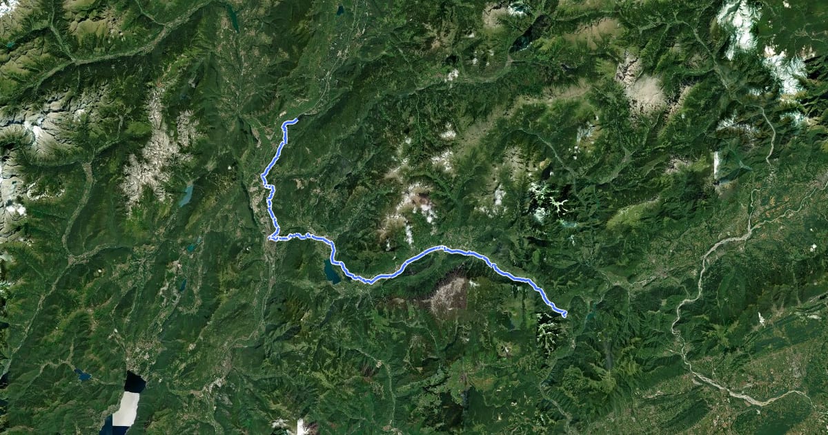 Маршрут Via Romea - Tratto Trentino на спутниковом снимке
