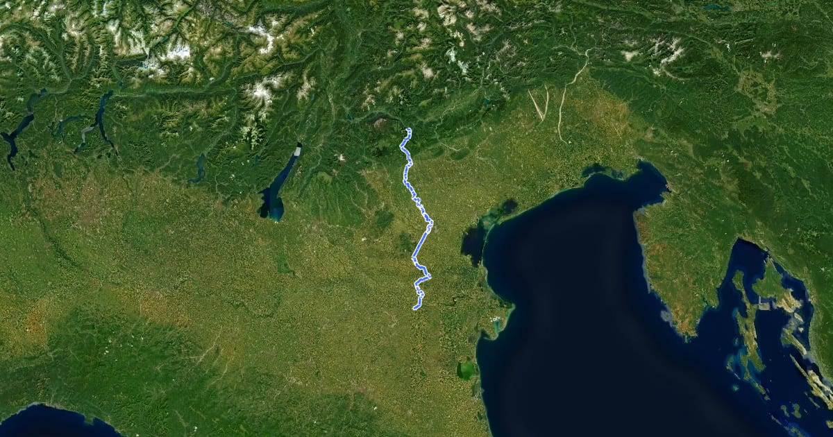 Маршрут Via Romea - Tratto Veneto на спутниковом снимке