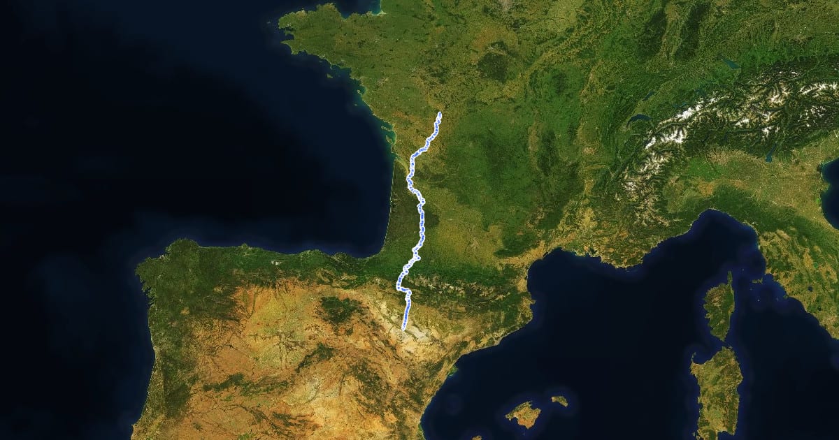 Маршрут Via Sancti Martini - Camino de Zaragoza / Chemin de Saragosse на спутниковом снимке