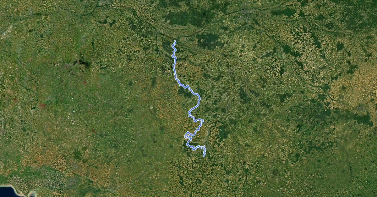 Маршрут Via Sancti Martini - Chemin de Ligugé на спутниковом снимке