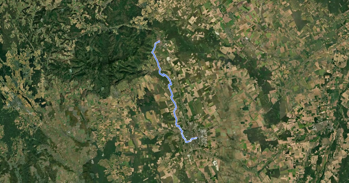 Маршрут Via Sancti Martini HW-11-01 (Szombathely – Köszeg) на спутниковом снимке