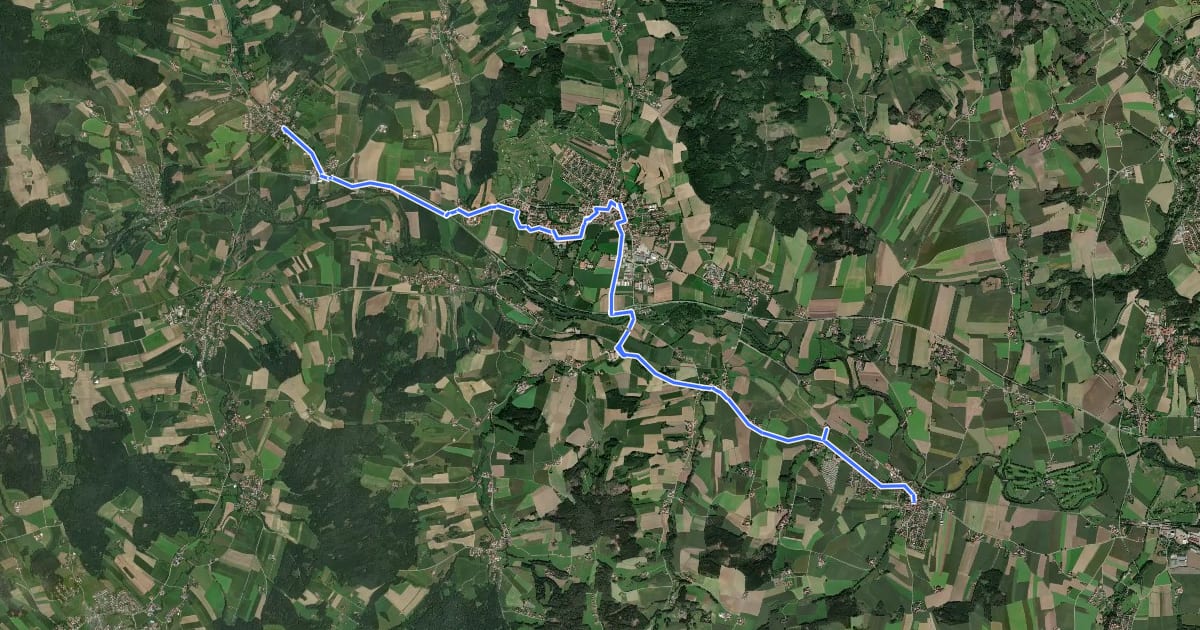 Маршрут Via Sancti Martini HW-31-04 Bayerbach an der Rott - Bad Birnbach на спутниковом снимке