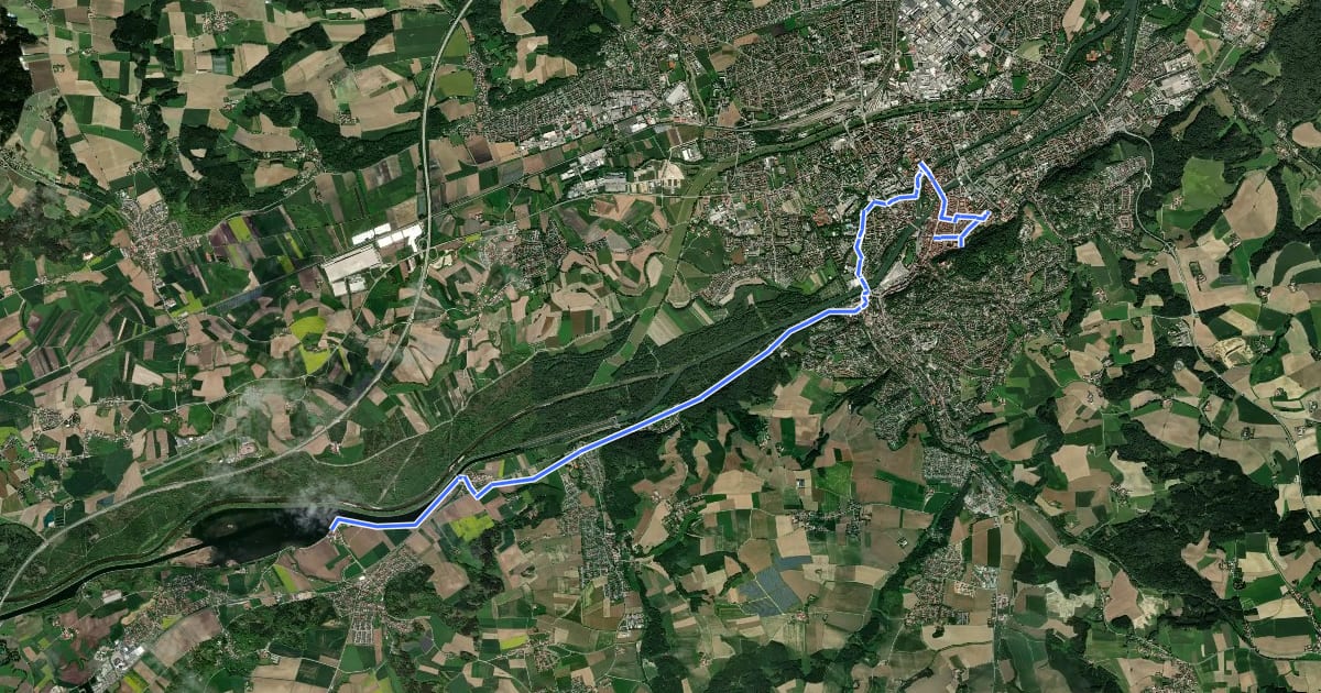 Маршрут Via Sancti Martini HW-33-02 Landshut - Eching на спутниковом снимке
