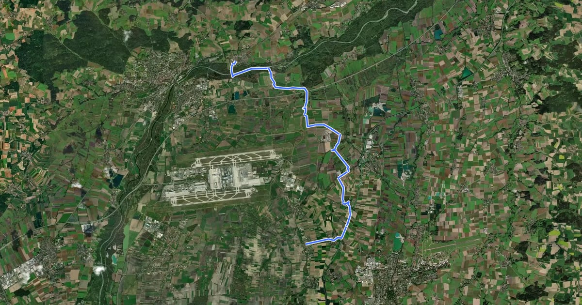 Маршрут Via Sancti Martini HW-33-06 Oberding - Marzling на спутниковом снимке