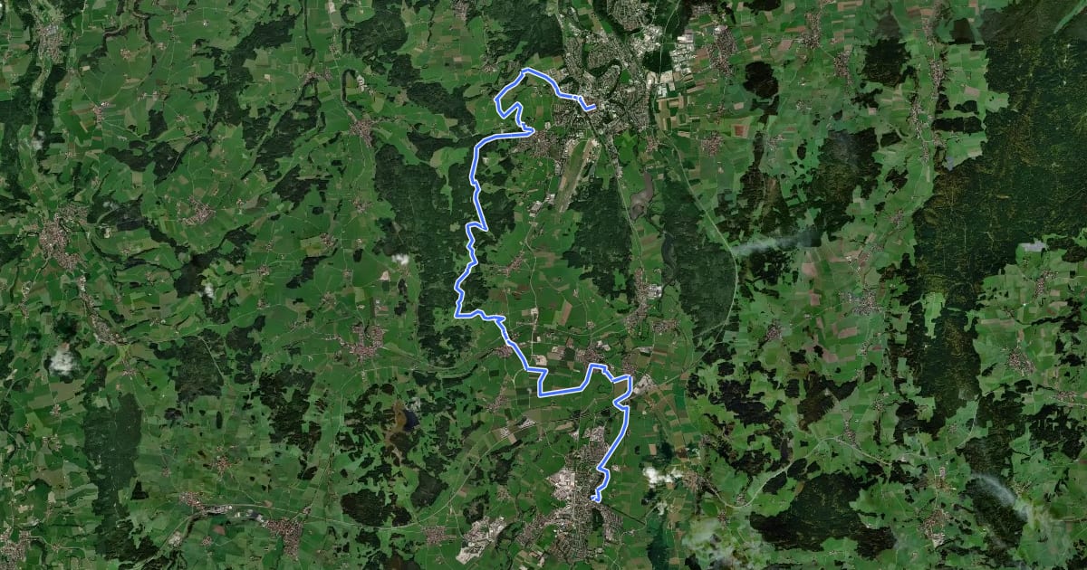 Маршрут Via Sancti Martini HW-34-x1 Kaufbeuren - Marktoberdorf на спутниковом снимке