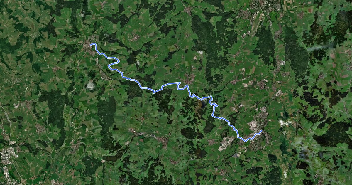 Маршрут Via Sancti Martini HW-34-x2 Marktoberdorf - Obergünzburg на спутниковом снимке