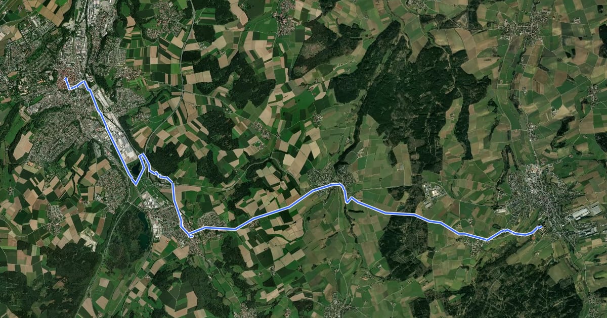Маршрут Via Sancti Martini HW-35-02 Ochsenhausen - Biberach на спутниковом снимке