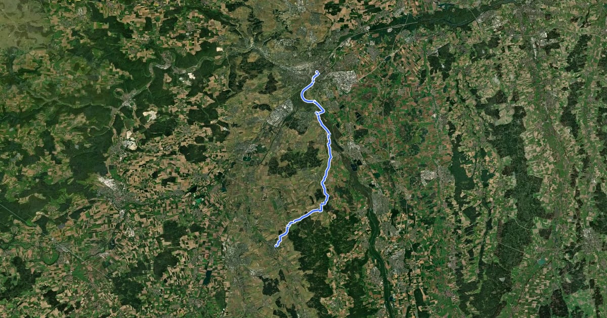 Маршрут Via Sancti Martini HW-35-04 Burgrieden - Ulm на спутниковом снимке