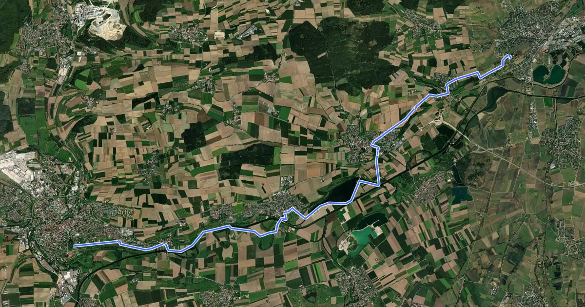 Маршрут Via Sancti Martini HW-35-05b Erbach - Ehingen на спутниковом снимке