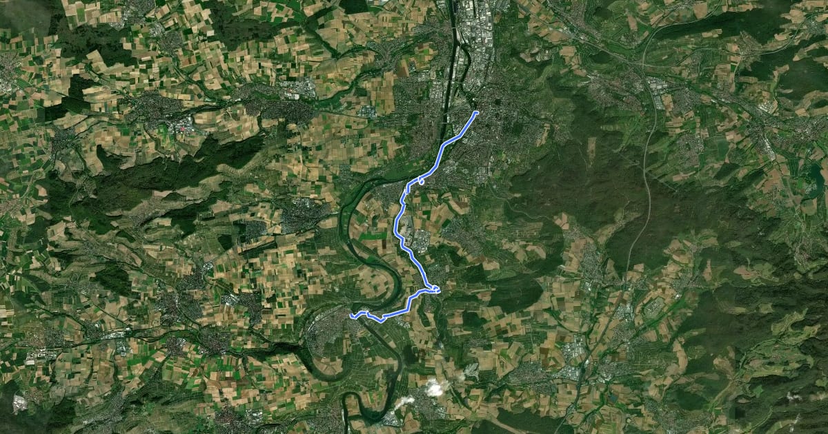 Маршрут Via Sancti Martini HW-35-15b Lauffen am Neckar - Heilbronn на спутниковом снимке