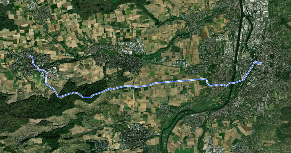 Маршрут Via Sancti Martini HW-35-16 Heilbronn - Schwaigern на спутниковом снимке