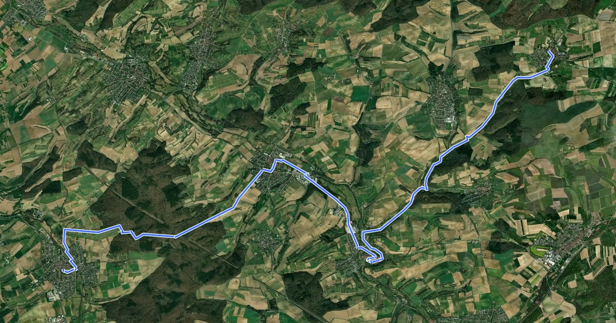 Маршрут Via Sancti Martini HW-36-02 Kraichtal - Bruchsal-Heidelsheim на спутниковом снимке