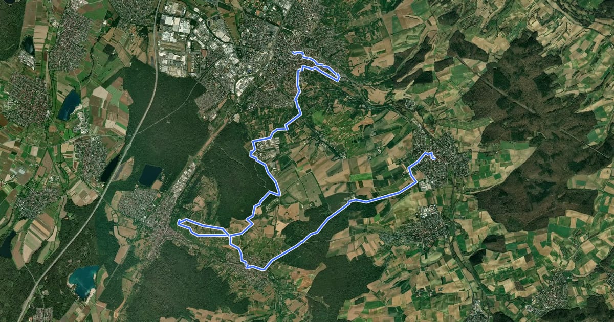 Маршрут Via Sancti Martini HW-36-03 Bruchsal-Heidelsheim - Bruchsal на спутниковом снимке