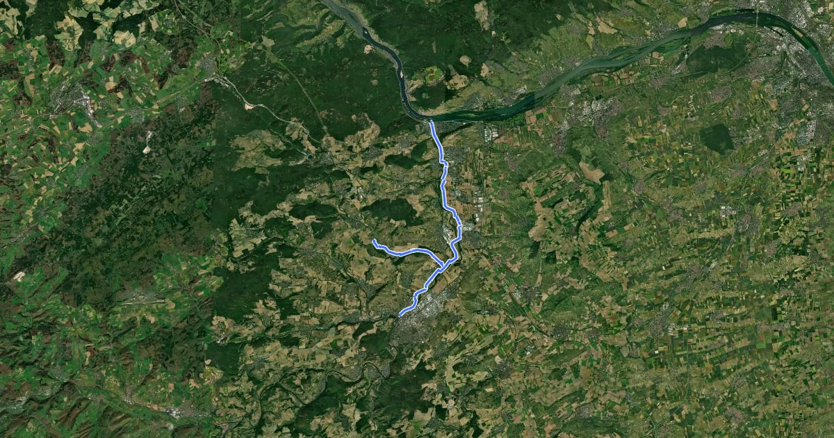 Маршрут Via Sancti Martini HW-39-01 Bingen - Bad Kreuznach на спутниковом снимке