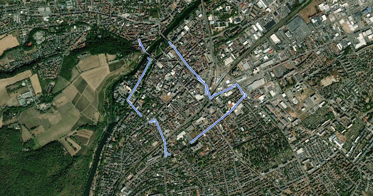 Маршрут Via Sancti Martini HW-39-02 Stadtgang Bad Kreuznach на спутниковом снимке