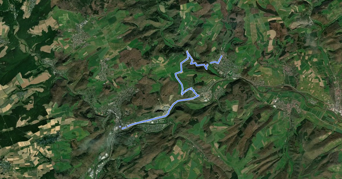 Маршрут Via Sancti Martini HW-39-06 Simmertal - Kirn на спутниковом снимке