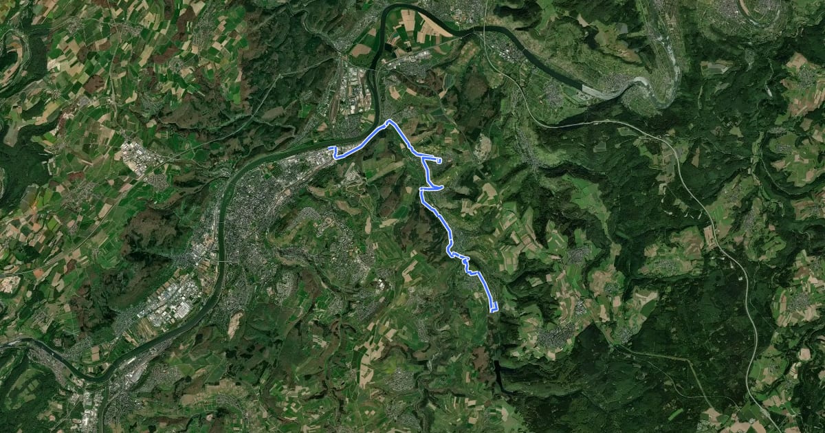 Маршрут Via Sancti Martini HW-39-15 Riveris - Trier на спутниковом снимке