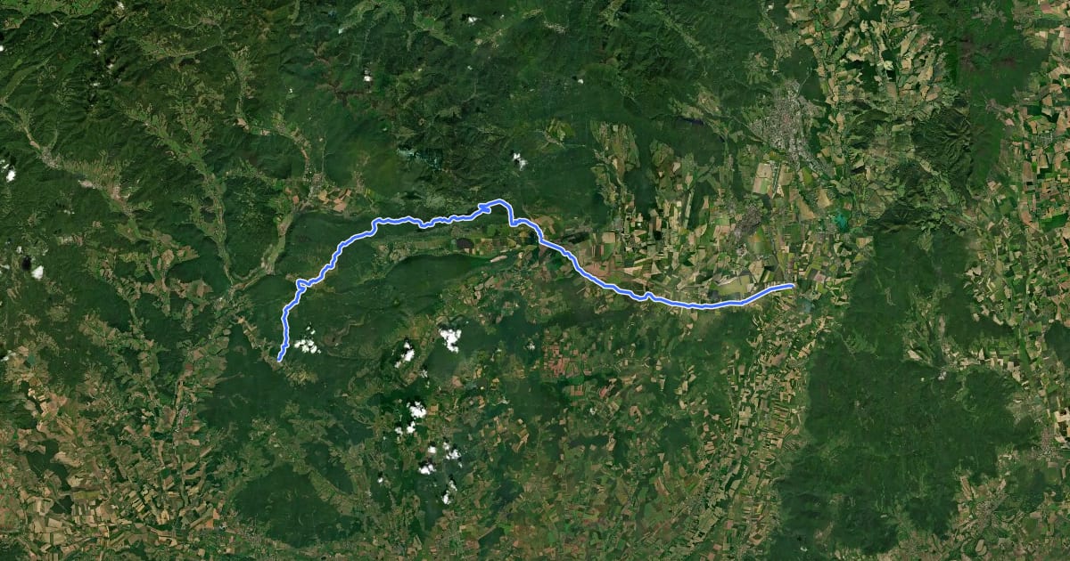 Маршрут Via Slovakia (Domica - Kechnec) на спутниковом снимке