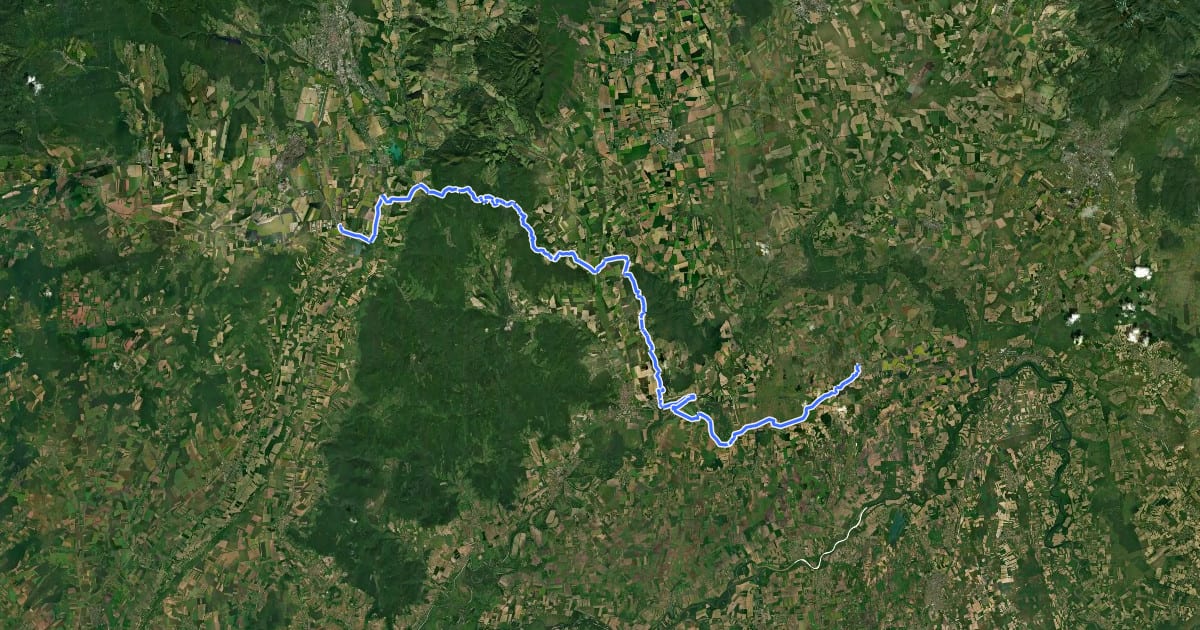 Маршрут Via Slovakia (Kechnec - Kráľovský Chlmec) на спутниковом снимке