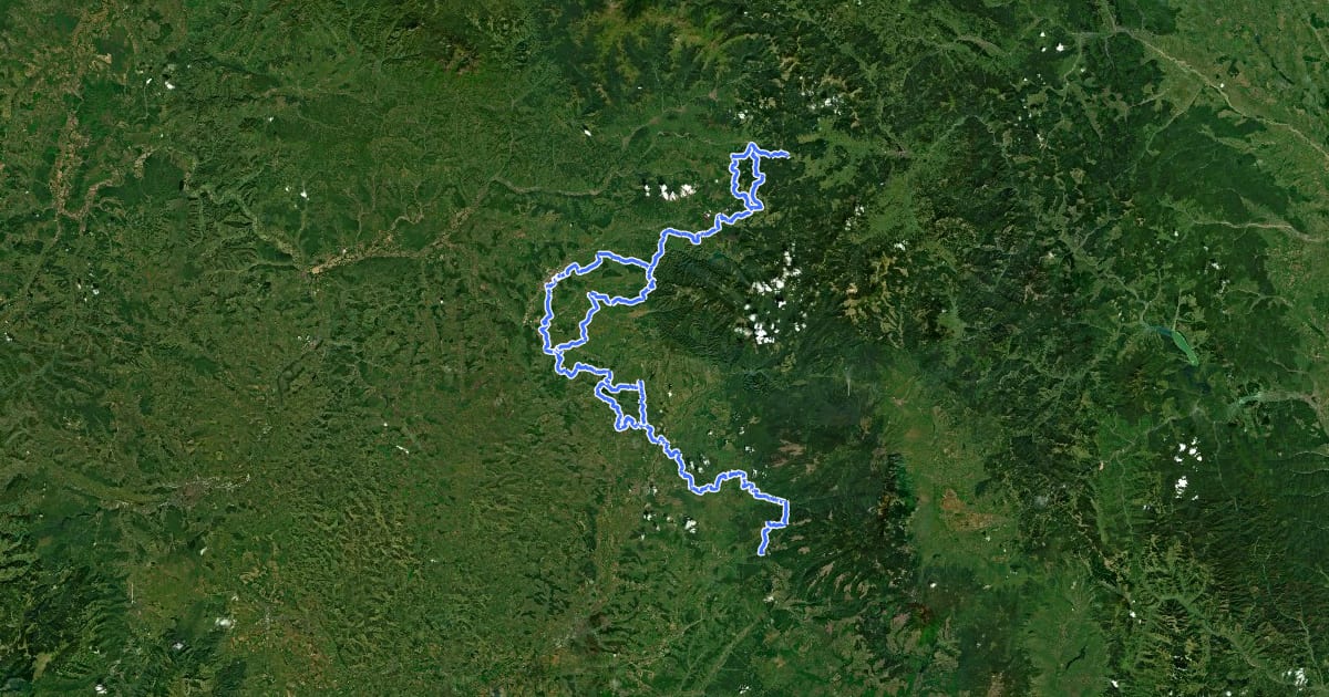 Маршрут Via Transilvanica Ținutul de Sus на спутниковом снимке