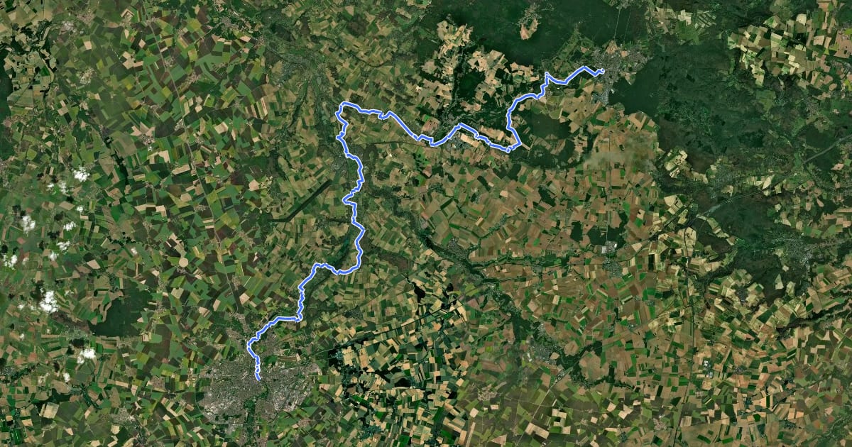 Маршрут Via Turonensis, Rambouillet - Chartres на спутниковом снимке