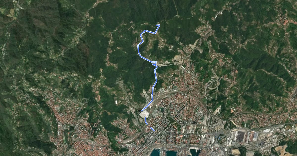 Маршрут Via Veneto – Vailunga – Toracca – Isola – Montalbano на спутниковом снимке