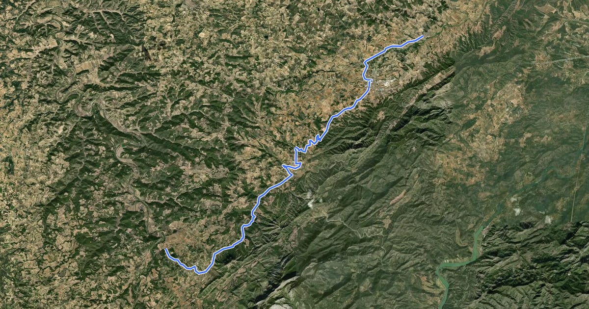 Маршрут Via Verda - Corbera d'Ebre на спутниковом снимке