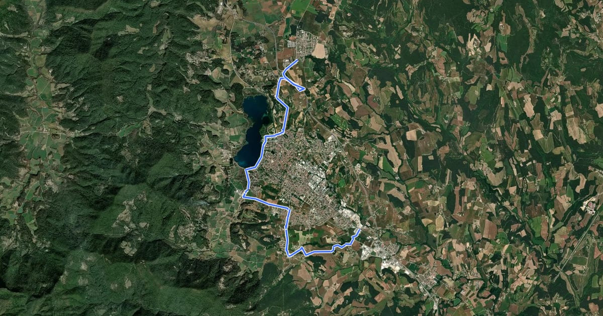 Маршрут Via Verda del Pla de l'Estany на спутниковом снимке