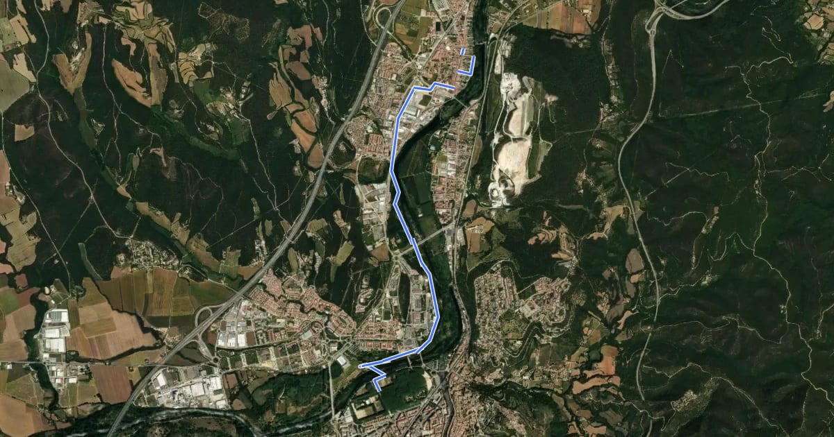 Маршрут Via Verda del Tren Pinxo - Tram Girona-Sarrià на спутниковом снимке