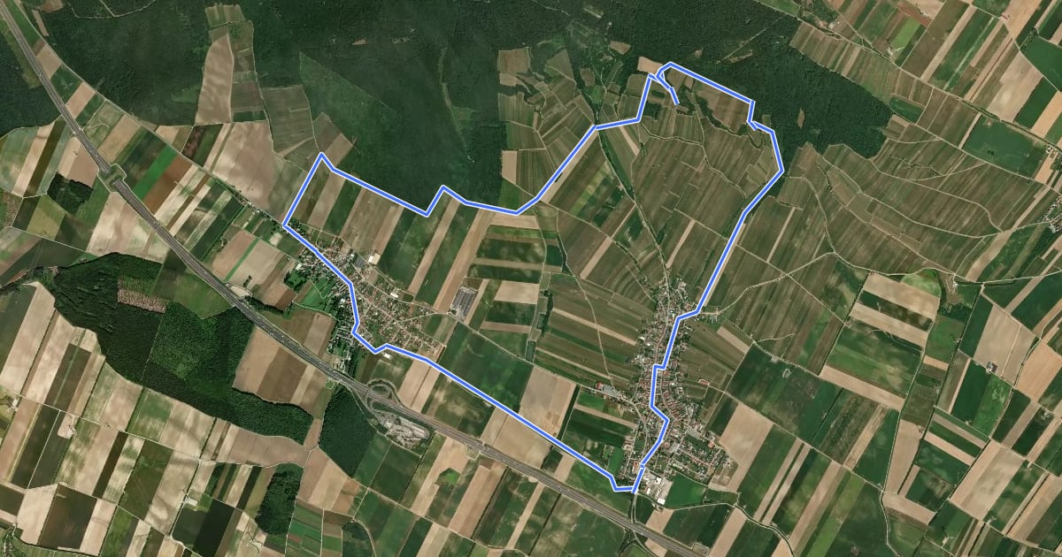 Маршрут Via Vinum (Rundwanderweg Göttlesbrunn - Arbesthal) на спутниковом снимке