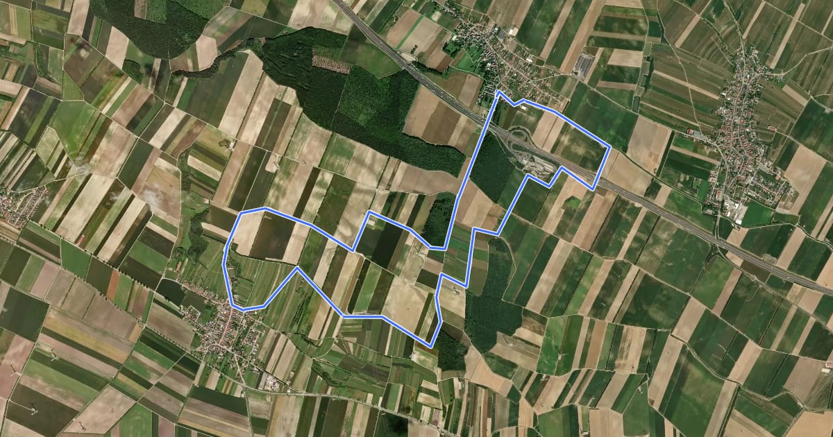 Маршрут Via Vinum (Rundwanderweg Stixneusiedl) на спутниковом снимке