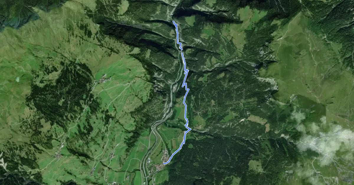 Маршрут Viamala-Schlucht-Zillis на спутниковом снимке