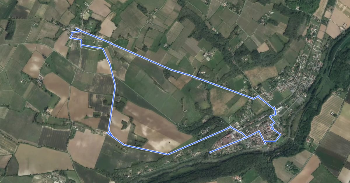 Маршрут Vianne, une bastide sur la Baïse - 7.3 km на спутниковом снимке