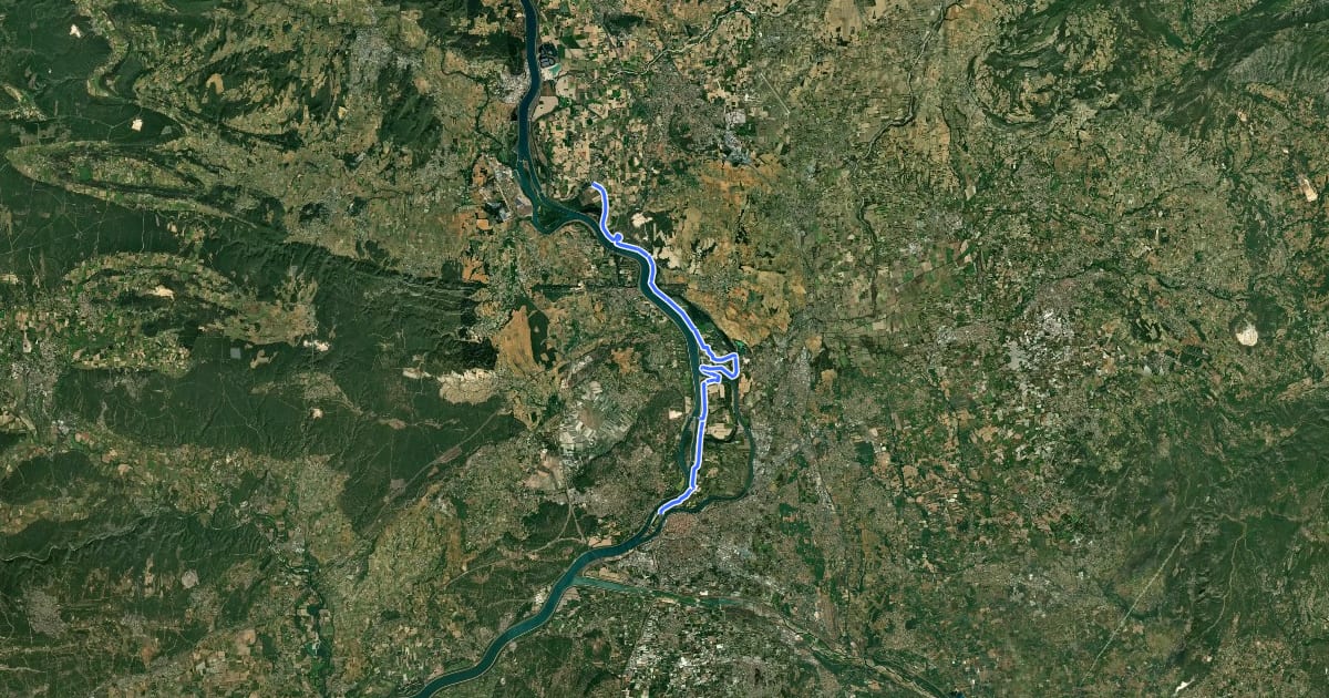 Маршрут ViaRhôna 18, Caderousse - Avignon на спутниковом снимке