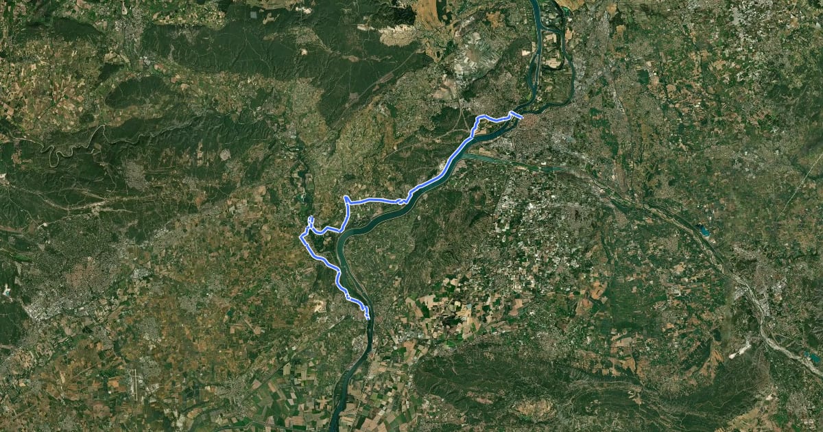 Маршрут ViaRhôna 19, Avignon - Beaucaire на спутниковом снимке