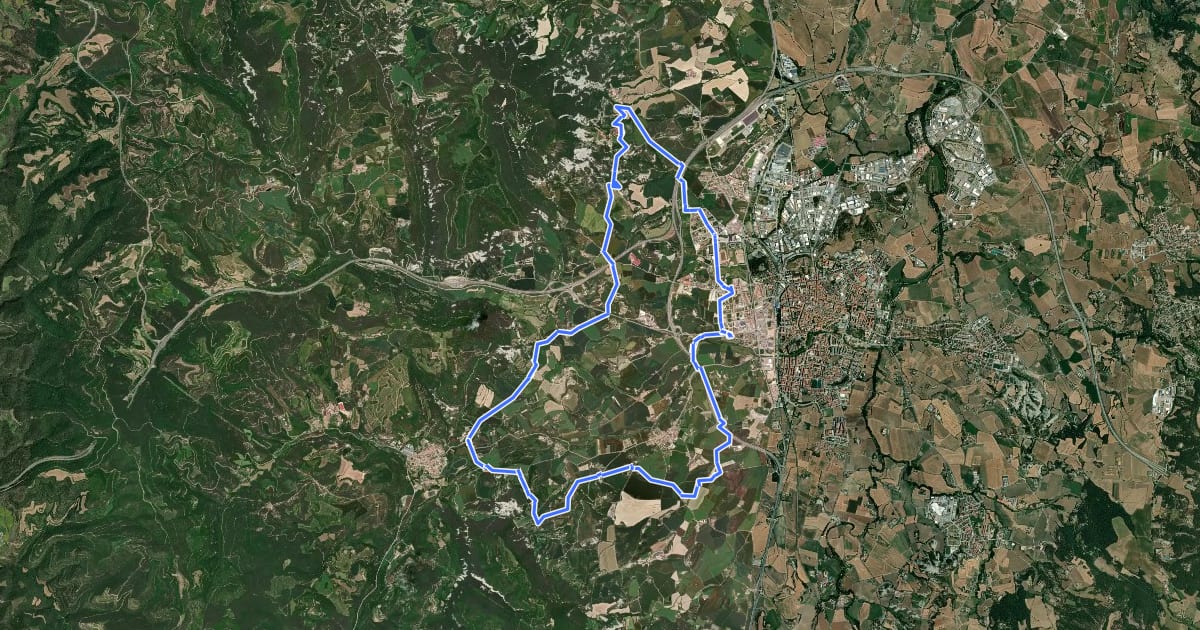 Маршрут Vic – Gurb - Santa Eulàlia de Riuprimer – La Guixa – Vic на спутниковом снимке