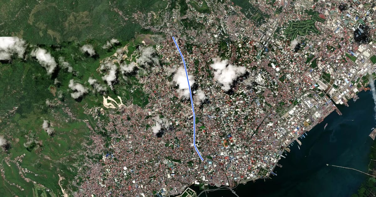 Маршрут Vicente Rama Avenue Bicycle Lanes на спутниковом снимке
