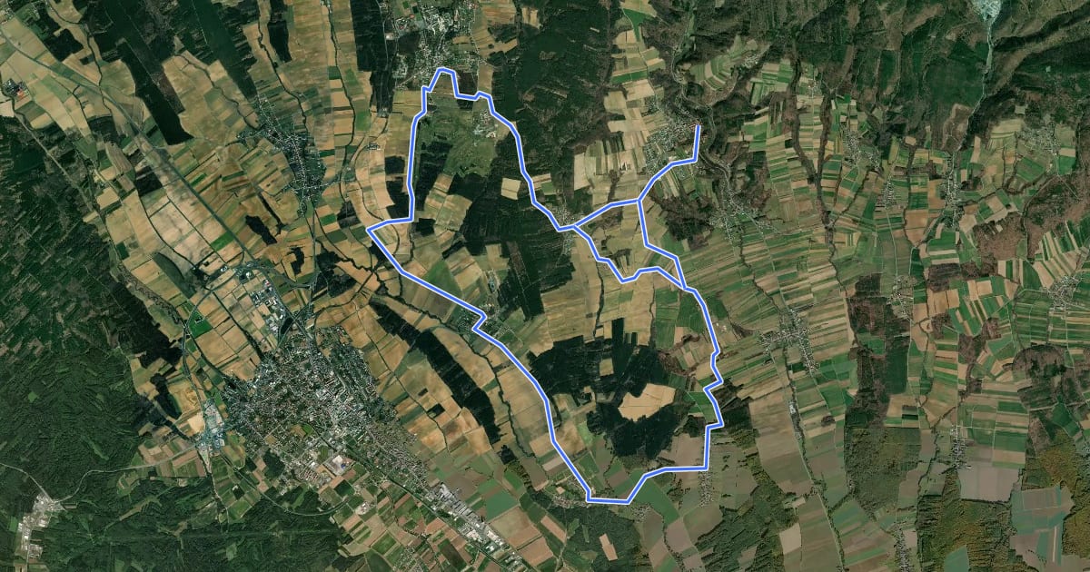 Маршрут Vier-Jahreszeiten-Radweg на спутниковом снимке
