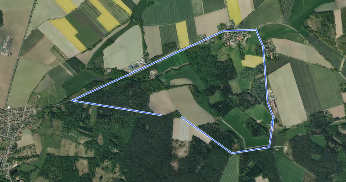 Маршрут Vier-Mühlen-Wanderweg на спутниковом снимке