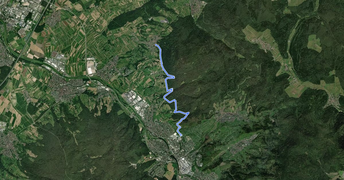 Маршрут Viertälerweg на спутниковом снимке